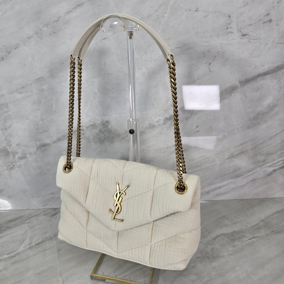 Yves Saint Laurent Handbags - Yves Saint Laurent Medium Lou Puffer Cream Quilted Shoulder Bag